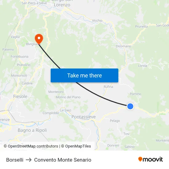 Borselli to Monte Senario Convent map