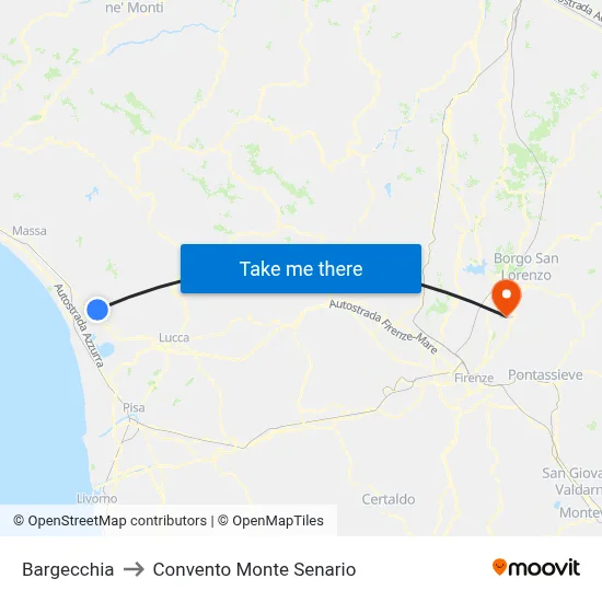 Bargecchia to Monte Senario Convent map
