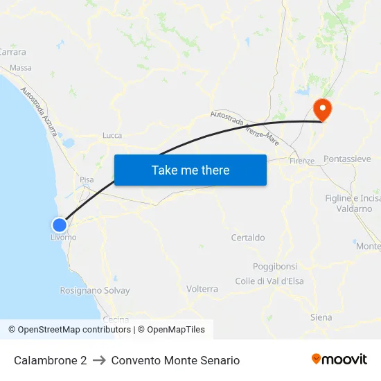 Calambrone 2 to Monte Senario Convent map