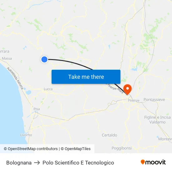 Bolognana to Polo Scientifico E Tecnologico map
