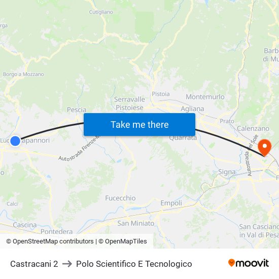 Castracani 2 to Polo Scientifico E Tecnologico map