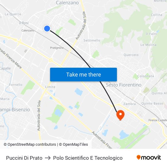 Puccini Di Prato to Polo Scientifico E Tecnologico map