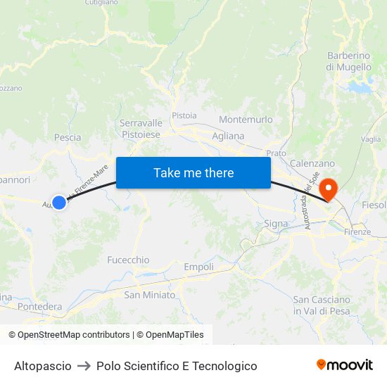 Altopascio to Polo Scientifico E Tecnologico map