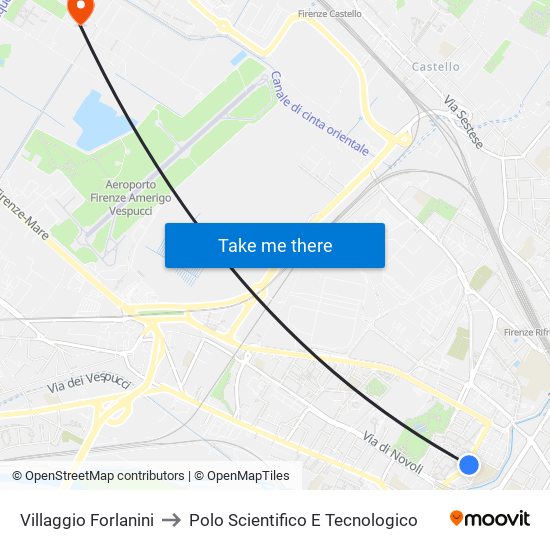 Villaggio Forlanini to Polo Scientifico E Tecnologico map