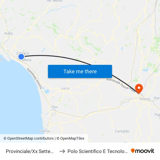 Provinciale/Xx Settembre to Polo Scientifico E Tecnologico map