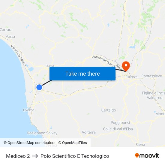 Mediceo 2 to Polo Scientifico E Tecnologico map