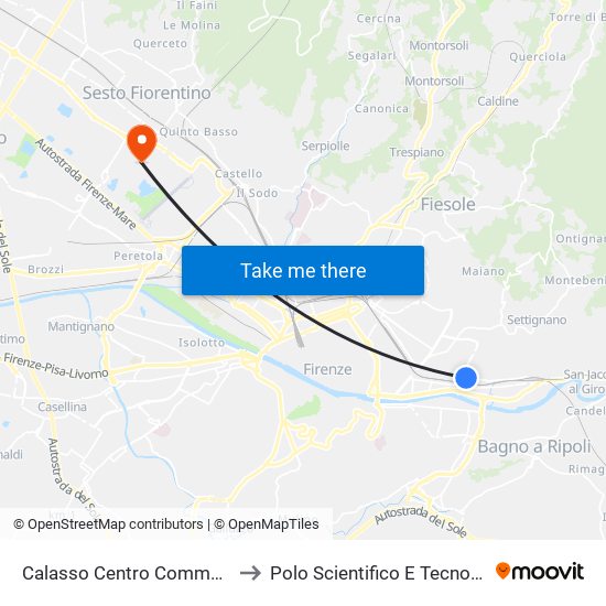 Calasso Centro Commerciale to Polo Scientifico E Tecnologico map