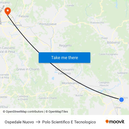 Ospedale Nuovo to Polo Scientifico E Tecnologico map