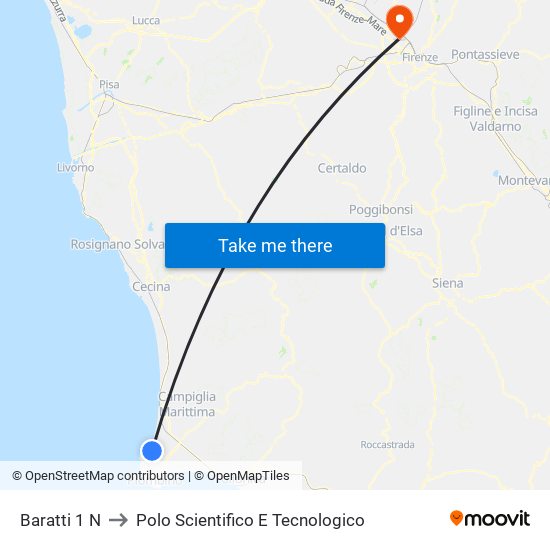 Baratti 1 N to Polo Scientifico E Tecnologico map