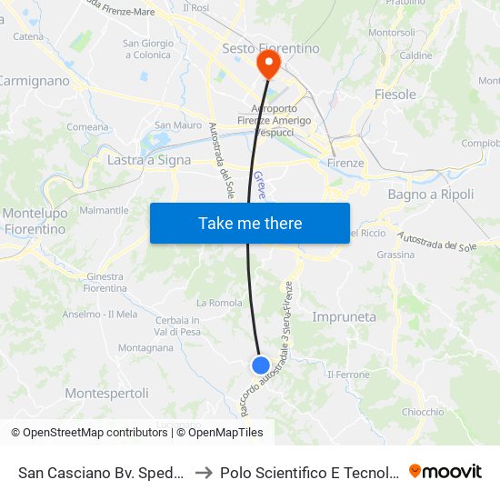 San Casciano Bv. Spedaletto to Polo Scientifico E Tecnologico map