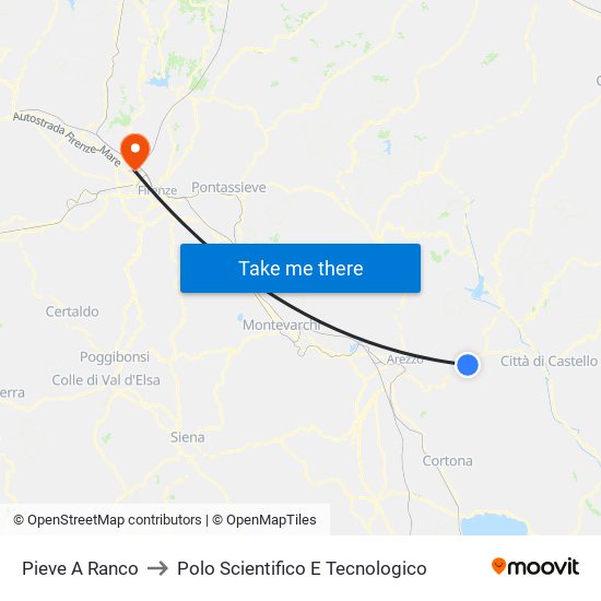 Pieve A Ranco to Polo Scientifico E Tecnologico map