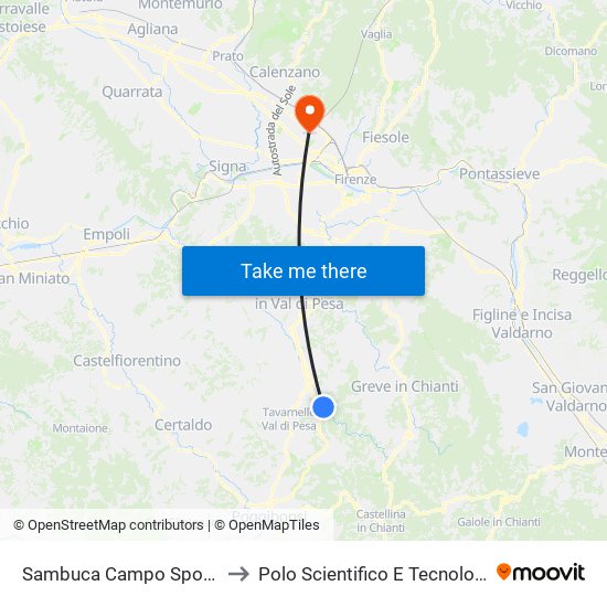 Sambuca Campo Sportivo to Polo Scientifico E Tecnologico map
