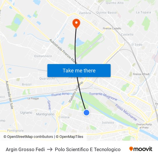 Argin Grosso Fedi to Polo Scientifico E Tecnologico map