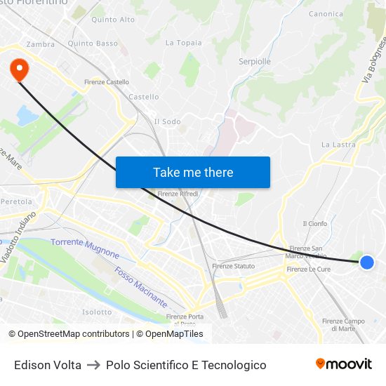 Edison Volta to Polo Scientifico E Tecnologico map