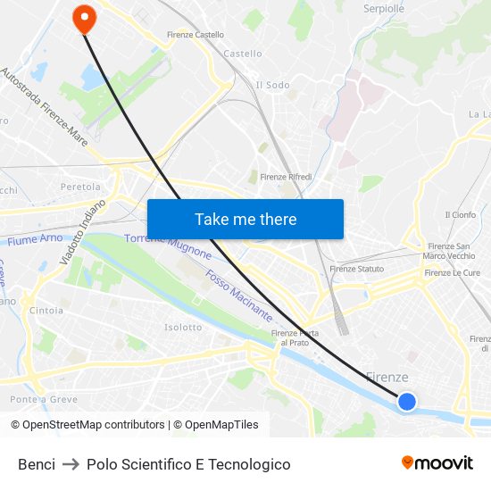 Benci to Polo Scientifico E Tecnologico map