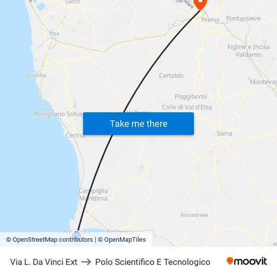 Via L. Da Vinci Ext to Polo Scientifico E Tecnologico map