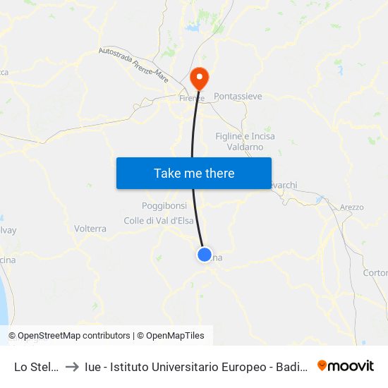 Lo Stellino to Iue - Istituto Universitario Europeo - Badia Fiesolana map