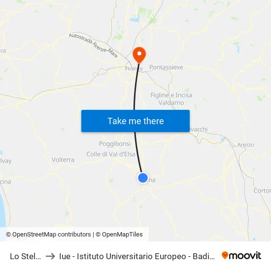 Lo Stellino to Iue - Istituto Universitario Europeo - Badia Fiesolana map