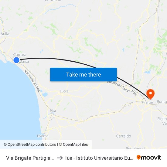 Via Brigate Partigiane/Via Galissano to Iue - Istituto Universitario Europeo - Badia Fiesolana map