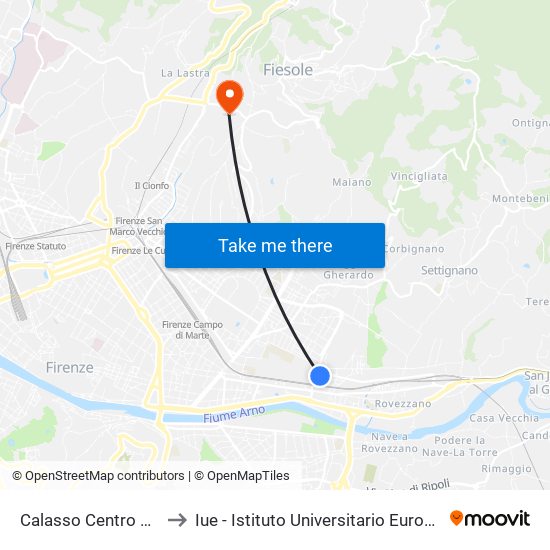 Calasso Centro Commerciale to Iue - Istituto Universitario Europeo - Badia Fiesolana map