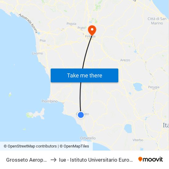 Grosseto Aeroporto Militare to Iue - Istituto Universitario Europeo - Badia Fiesolana map