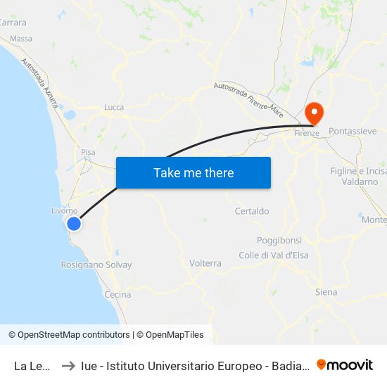 La Leccia to Iue - Istituto Universitario Europeo - Badia Fiesolana map