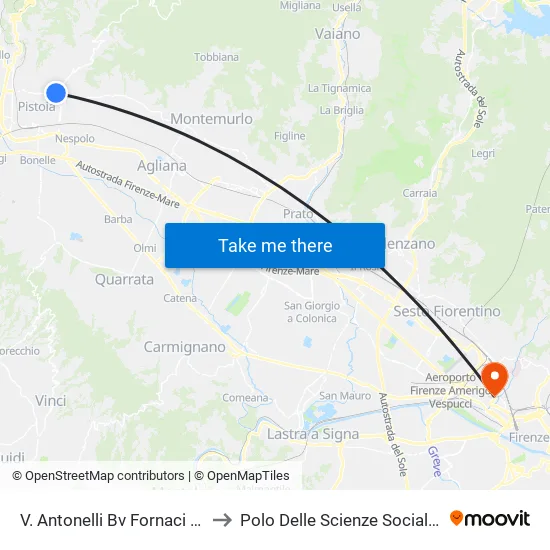 V. Antonelli Bv Fornaci -> Candeglia to Polo Delle Scienze Sociali - Edificio D4 map