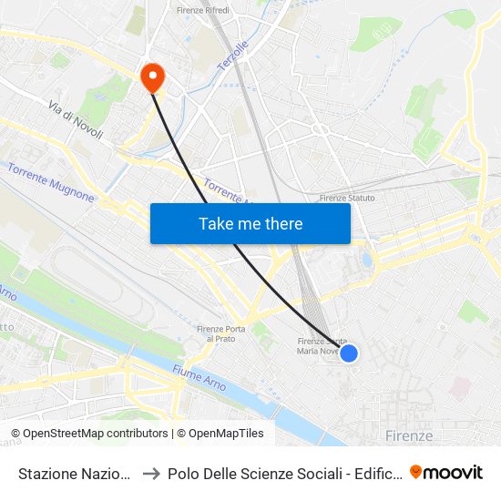 Stazione Nazionale to Polo Delle Scienze Sociali - Edificio D4 map