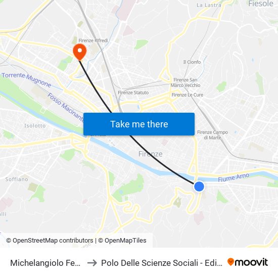 Michelangiolo Ferrucci to Polo Delle Scienze Sociali - Edificio D4 map