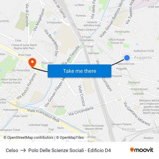 Celso to Polo Delle Scienze Sociali - Edificio D4 map