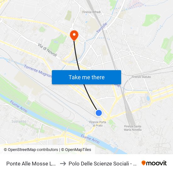 Ponte Alle Mosse Leopolda to Polo Delle Scienze Sociali - Edificio D4 map