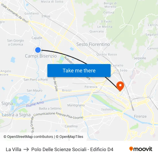 La Villa to Polo Delle Scienze Sociali - Edificio D4 map