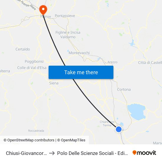 Chiusi-Giovancorso 1 to Polo Delle Scienze Sociali - Edificio D4 map