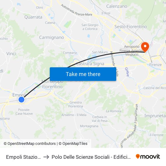 Empoli Stazione to Polo Delle Scienze Sociali - Edificio D4 map