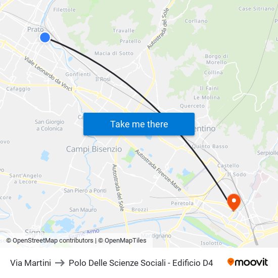 Via Martini to Polo Delle Scienze Sociali - Edificio D4 map