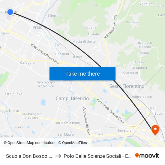 Scuola Don Bosco Narnali to Polo Delle Scienze Sociali - Edificio D4 map