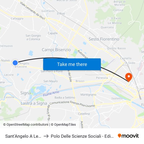 Sant'Angelo A Lecore to Polo Delle Scienze Sociali - Edificio D4 map