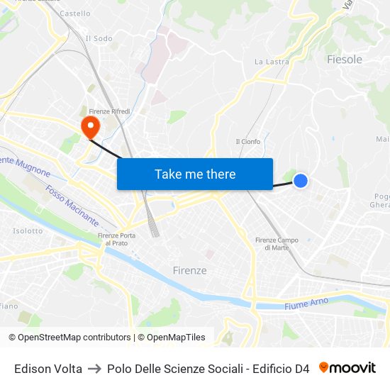 Edison Volta to Polo Delle Scienze Sociali - Edificio D4 map