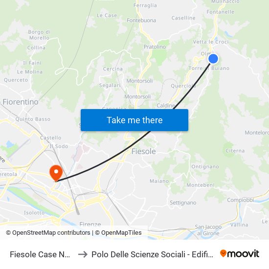 Fiesole Case Nuove to Polo Delle Scienze Sociali - Edificio D4 map