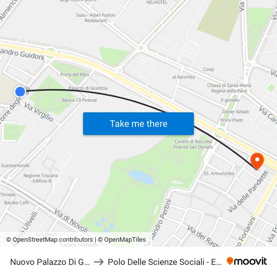 Nuovo Palazzo Di Giustizia to Polo Delle Scienze Sociali - Edificio D4 map