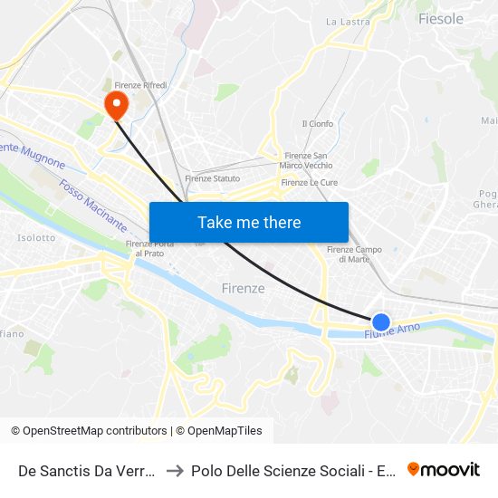 De Sanctis Da Verrazzano to Polo Delle Scienze Sociali - Edificio D4 map