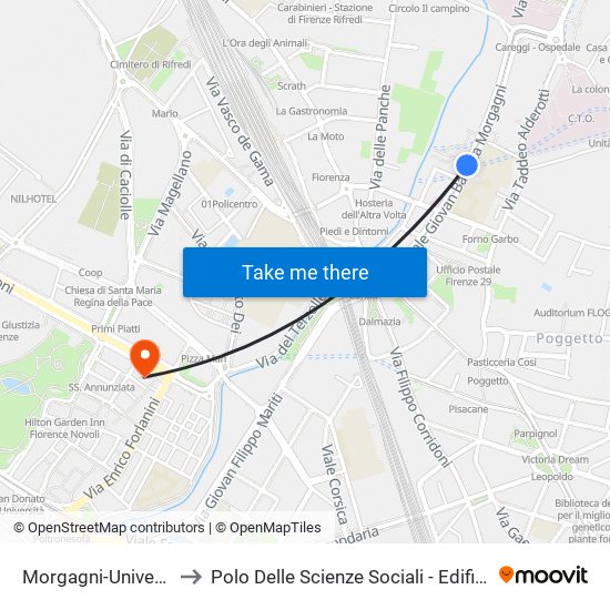 Morgagni-Universita to Polo Delle Scienze Sociali - Edificio D4 map