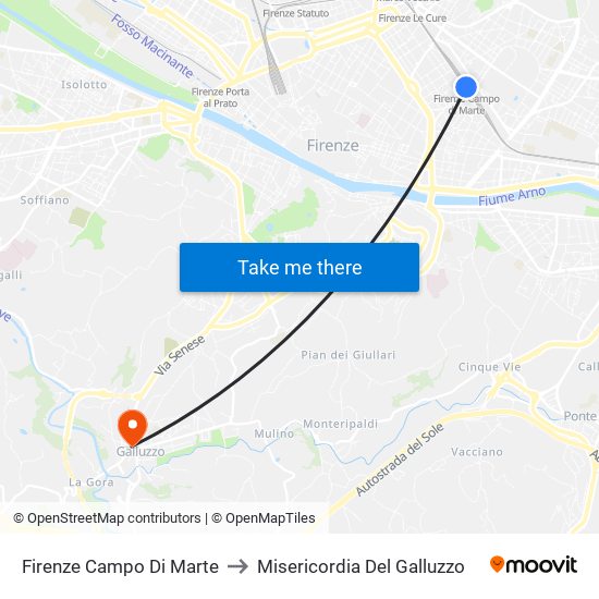 Firenze Campo Di Marte to Misericordia Del Galluzzo map