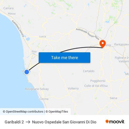 Garibaldi 2 to Nuovo Ospedale San Giovanni Di Dio map