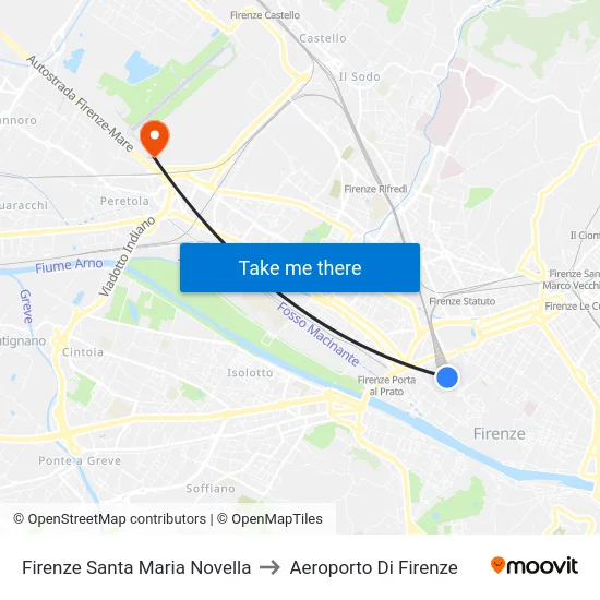 Firenze Santa Maria Novella to Aeroporto Di Firenze map