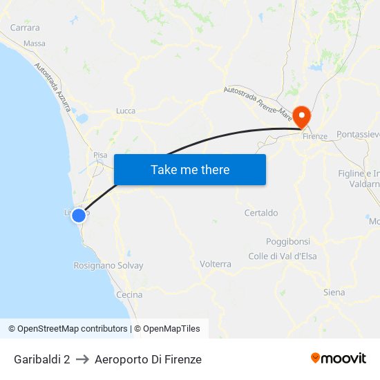 Garibaldi 2 to Aeroporto Di Firenze map