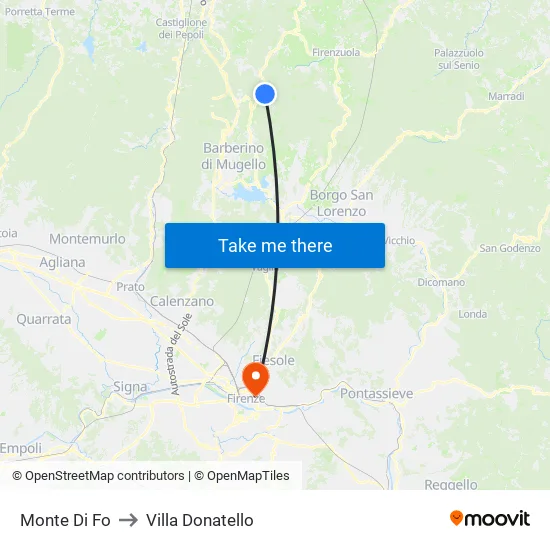 Monte Di Fo to Donatello Villa map