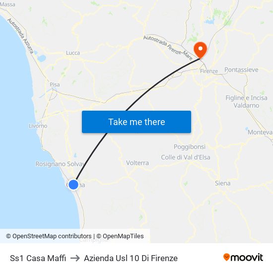 Ss1 Casa Maffi to Azienda Usl 10 Di Firenze map