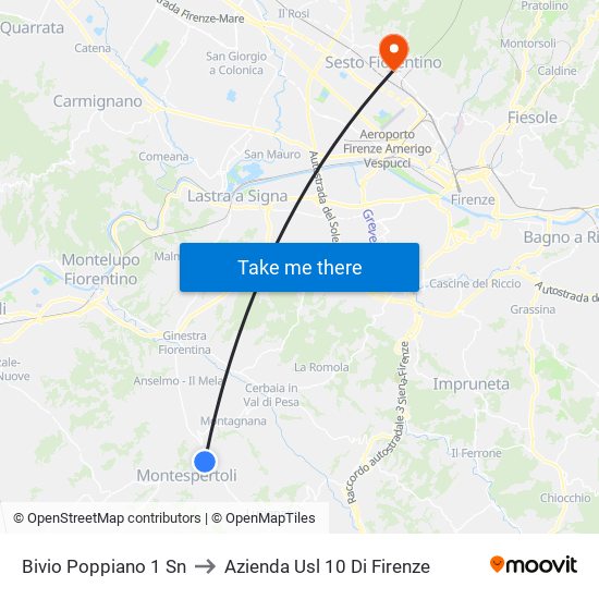 Bivio Poppiano 1                 Sn to Azienda Usl 10 Di Firenze map