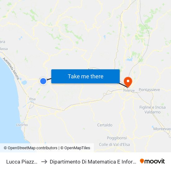 Lucca Piazzale Verdi to Dipartimento Di Matematica E Informatica ""Ulisse Dini"" map